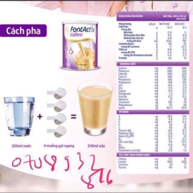 Sữa FontActiv Diabest (Tây Ban Nha)(sữa bổ sung dinh dưỡng cho người tiểu đường)