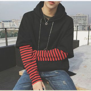 ( ODER ) Áo Hoodie Nam Dài Tay  Phối Sọc Có Nón AK140