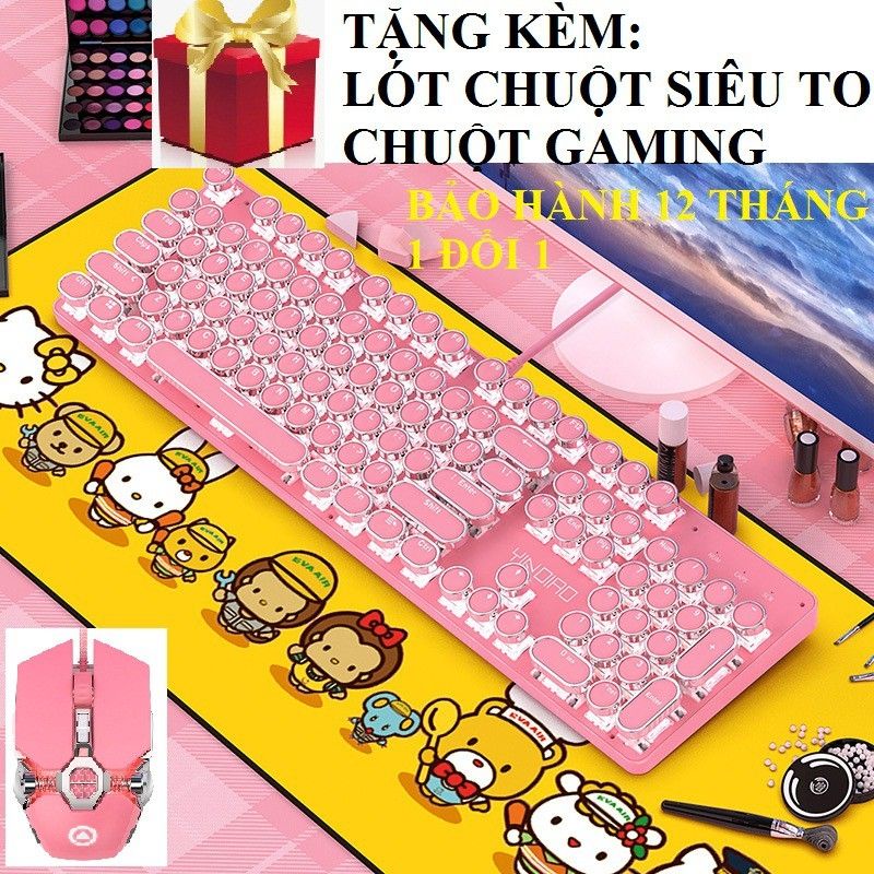 BÀN PHÍM CƠ, GAMING, BÀN PHÍM MÁY TÍNH CAO CẤP  LED 10 CHẾ ĐỘ, 2 màu HỒNG, XANH CỰC HOT cho cả nam và nữ [CÓ BẢO HÀNH]