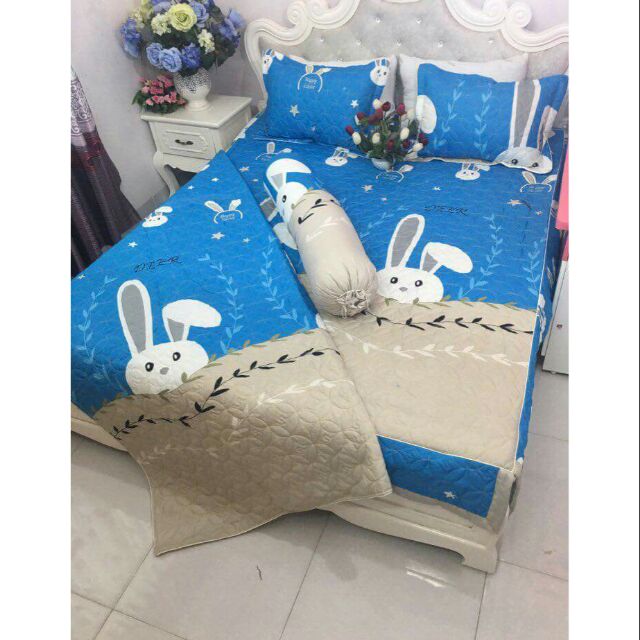 Bộ chăn ga gối poly trần bông