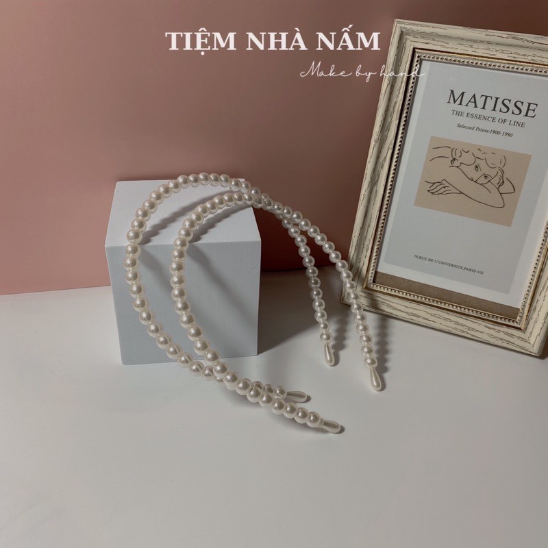 🎀CÀI TÓC GIẢ NGỌC TRAI BẢN NHỎ SANG CHẢNH - [ Nhà Nấm handmade ]