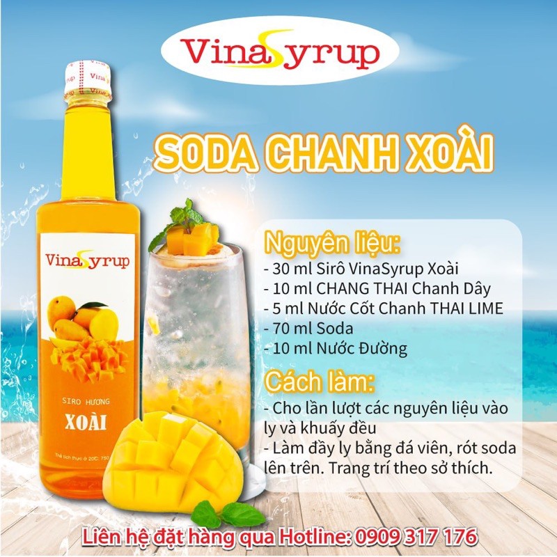 Siro Trái Cây VinaSyrup 750 ml - Đầy Đủ Hương Vị Vina Syrup dùng để pha chế thức uống trà sữa, trà trái cây, soda