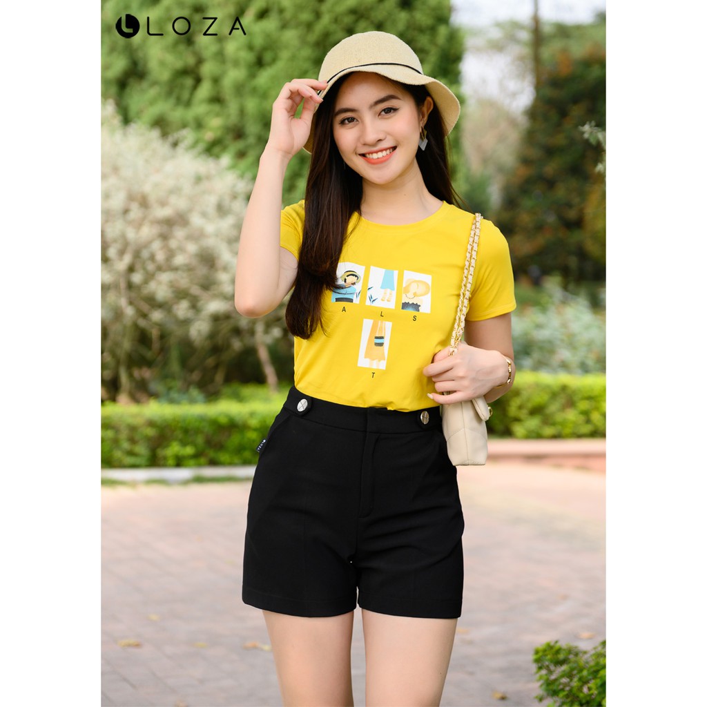Quần short nữ cạp đính cúc-LOZA LQ03106