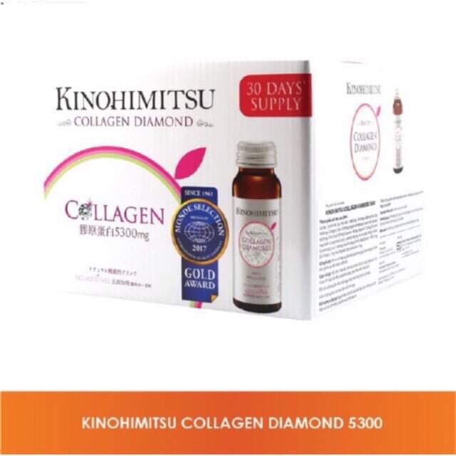 Nước Uống Kinohimitsu Đẹp Da J'Pan Collagen Diamond 5300 Drink (hàng chính hãng , Taiwan)(hộp 16 chai x 50ml)