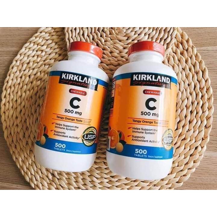 Viên nhai bổ sung Vitamin Kirkland Signature Vitamin C 500mg hộp 500 Viên Healthy Care quatangme