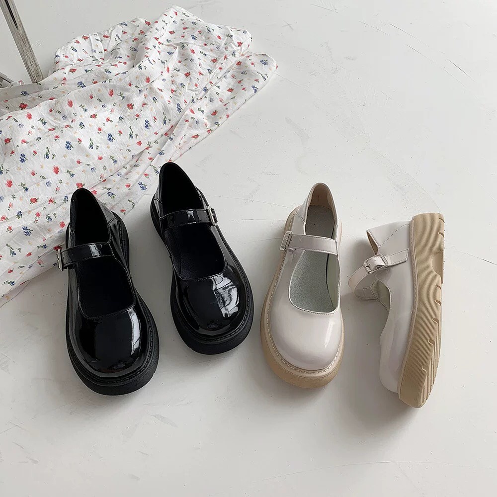 Giày nữ, Giày mary da bóng quai cài ngang xinh xẻo dễ phối đồ