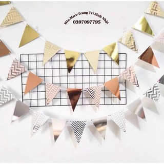 Dây cờ tam giác ánh kim- trang trí lớp học trang trí sinh nhật ( chọn màu) TT32