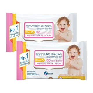 Combo 2 gói khăn giấy ướt hoa thiên pharma 80 tờ có mùi - không mùi