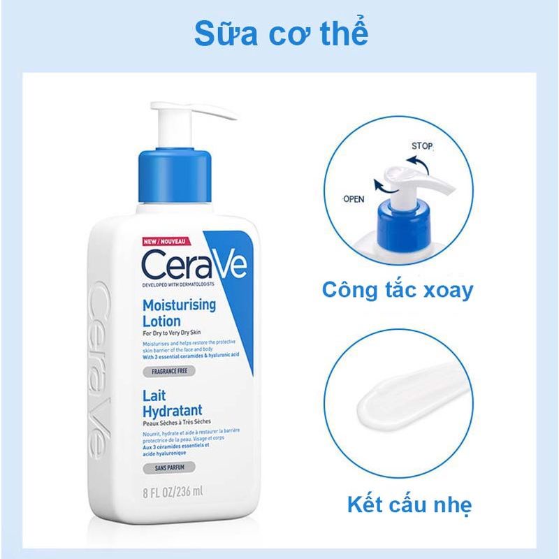 Sữa dưỡng ẩm SADOER Cerave Moisturising Lotion 236ml/ 473ml chăm sóc da thư giãn