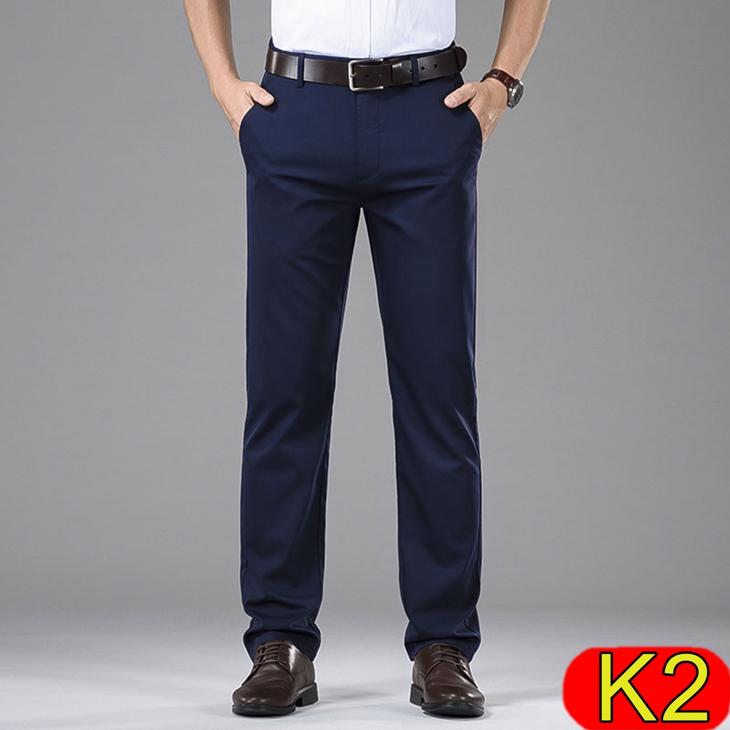 Quần Kaki Nam Trung Niên Dáng Âu, Ống Đứng, Co Dãn, Quần Tây Nam Công Sở