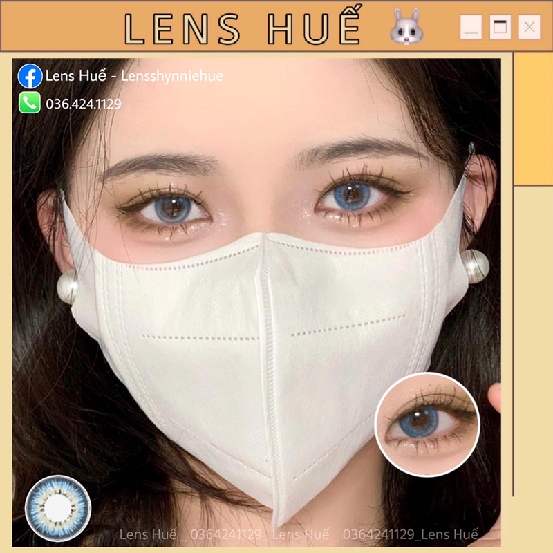 Lens BLUE - xanh biển tone hàn quốc 0 ĐỘ giãn vừa ( Shynnie Lens ) - mẫu mới màu xanh dương dễ mang giãn vừa ạ