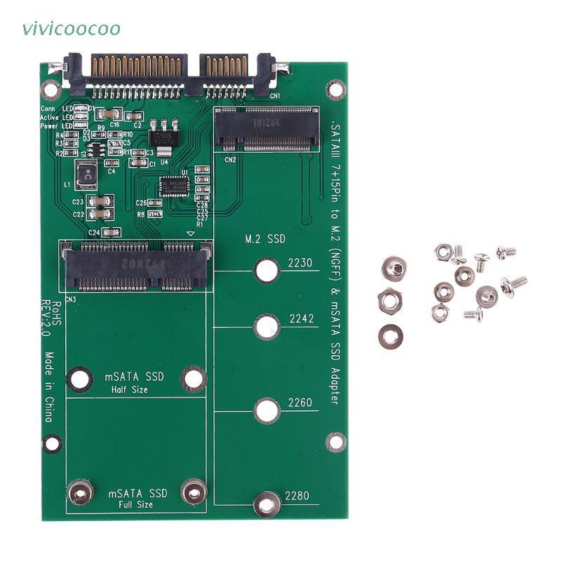 VIVI   mSATA &amp; M.2 (B-Key NGFF) 2in1 Sized Multiple SSD to SATA 3 III Adapter Converter