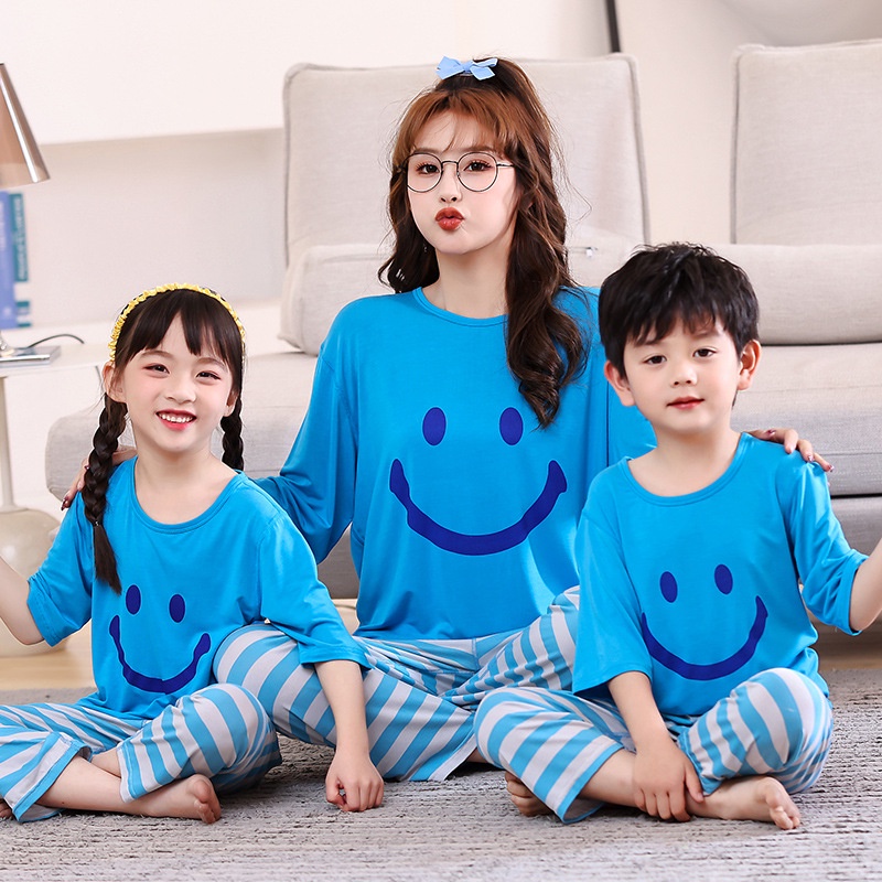 YAOEENH Bộ Đồ Ngủ Tay Dài 110-170cm + Quần Dài Họa Tiết Hoạt Hình Dễ Thương Cho Mẹ Và Bé