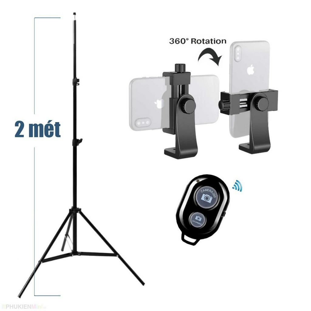 Bộ tripod giá đỡ 3 chân siêu cao hỗ trợ chụp ảnh quay phim tiktok livestream kèm kẹp điện thoại và bấm remote bluetooth