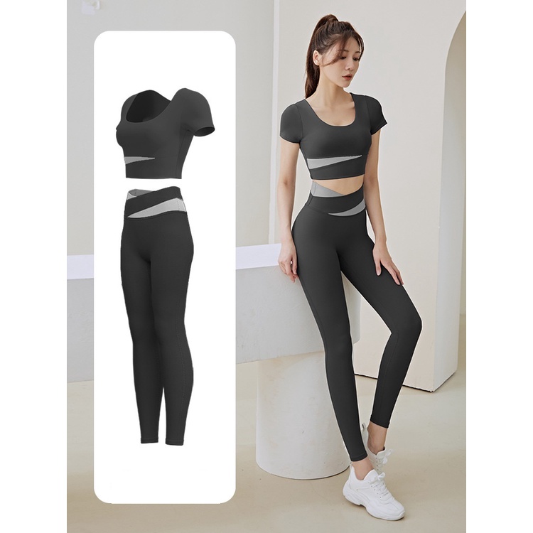 Set đồ tập GYM Yoga nữ 💖 𝑭𝑹𝑬𝑬𝑺𝑯𝑰𝑷 💖 Set tập áo croptop có mút đệm và quần body tôn dáng, bộ đồ thể thao nữ phong cách