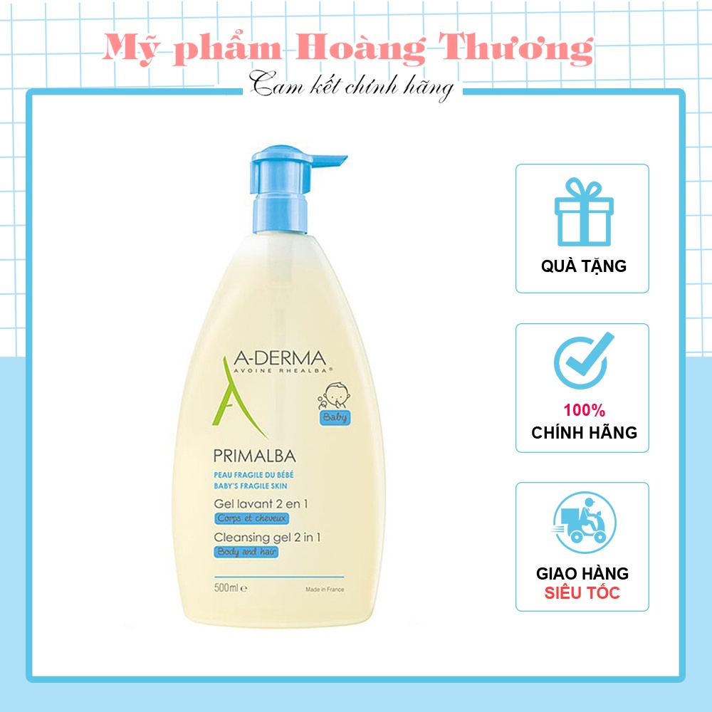 Sữa tắm gội trẻ em ADERMA PRIMALBA Cleansing Gel 2in1 - Gel tắm A-Derma dịu nhẹ cho bé