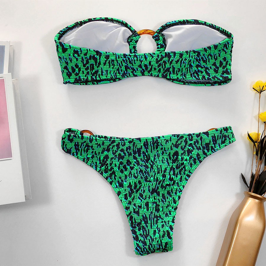 Bộ Đồ Tắm Hai Mảnh Hở Vai Họa Tiết Da Báo/Kẻ Sọc F140 | BigBuy360 - bigbuy360.vn
