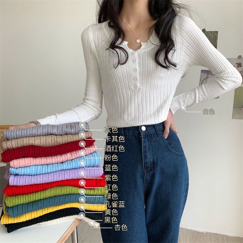 Áo len dài tay phong cách Hàn Quốc thanh lịch dành cho nữ