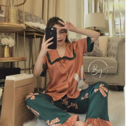 Đồ bộ nữ Vic's lụa Latin  cao cấp, đồ ngủ hoạ tiết mặc nhà sang trọng L119  thời trang nữ pijama | BigBuy360 - bigbuy360.vn