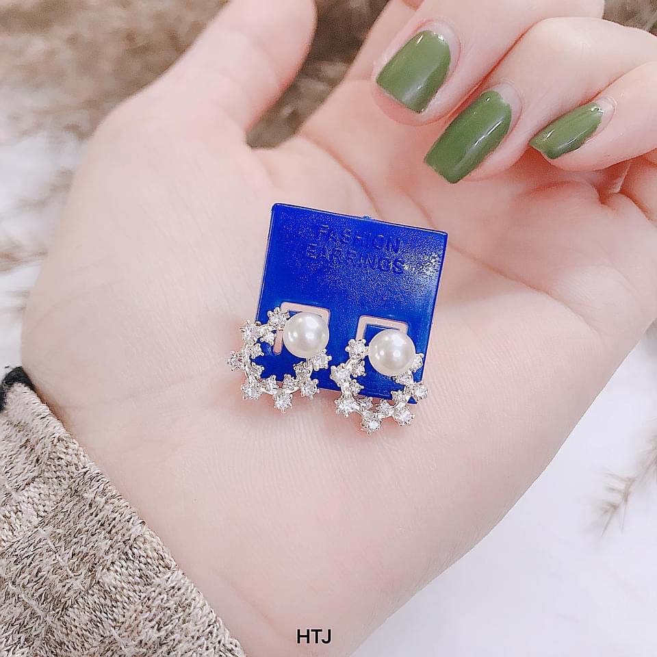 Bông tai bạc nữ đính đá nhỏ mẫu mới xinh đẹp - Kho sỉ bạc Nhất Linh