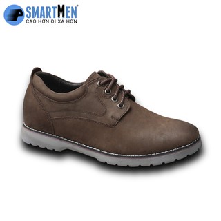 Giày Thể thao tăng chiều cao da bò sáp SmartMen GD3-09SN Nâu
