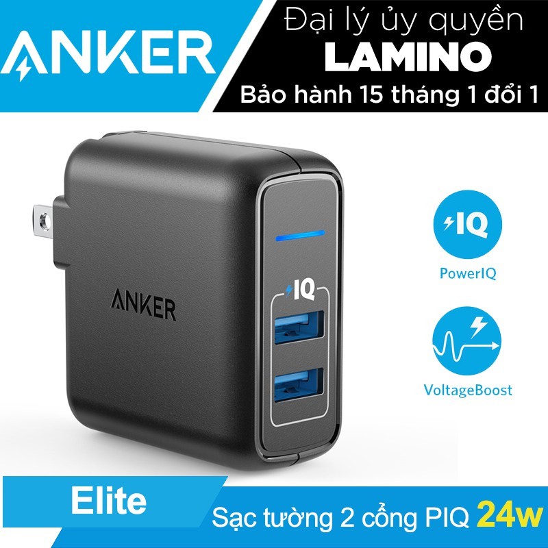 Sạc ANKER PowerPort Elite 2 cổng 24w có PowerIQ - A2023