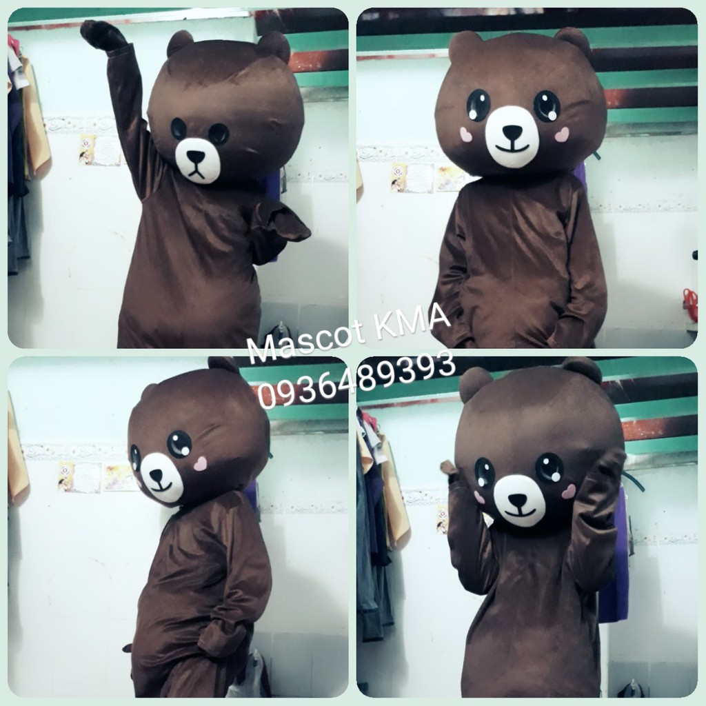 Mascot Gấu Brown - Tặng kèm áo làm mát - Quần áo hoá trang