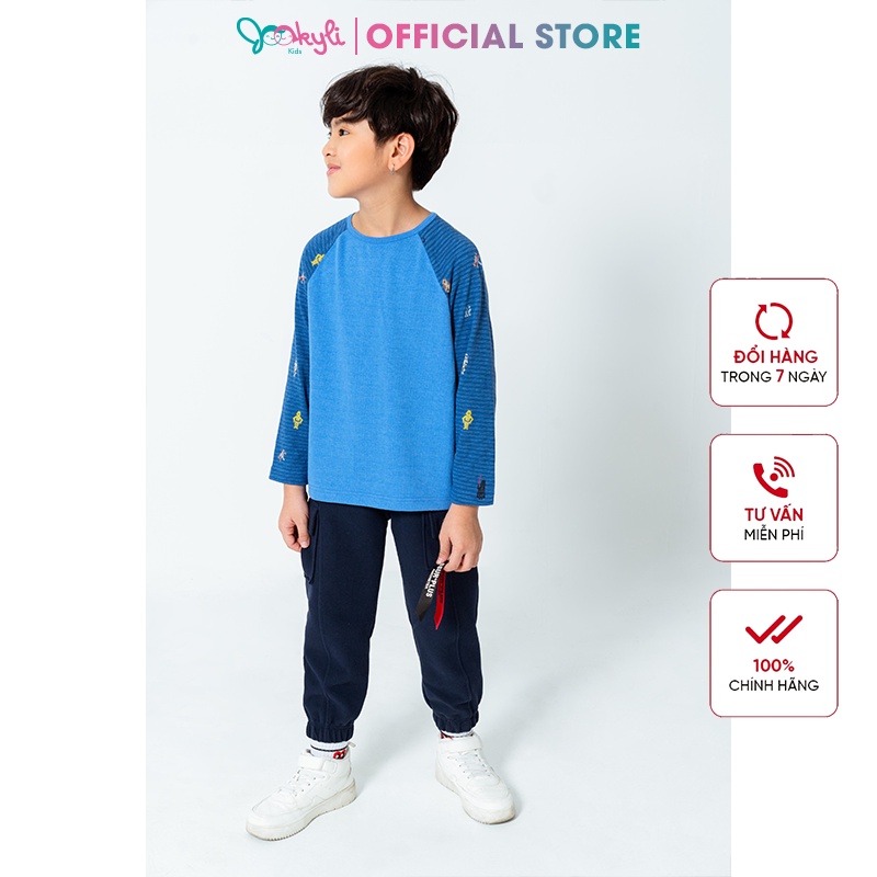 Áo thun JOOKYLI bé trai dài tay phối họa tiết 58B0232
