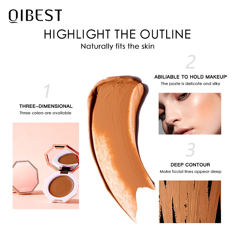 Bộ trang điểm QIBEST gồm kem nền + kem che khuyết điểm + phấn má hồng + kem tạo khối + mút | BigBuy360 - bigbuy360.vn