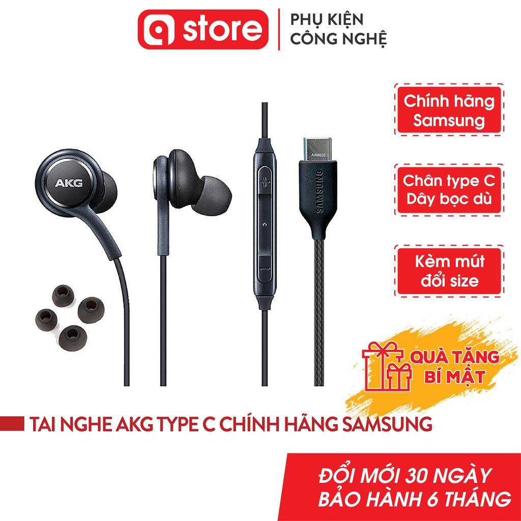 Tai Nghe AKG Note 10 Plus, Note 20, S20 Ultra - Tai Nghe Chân Type C, Tặng 4 Nút Tai Phụ