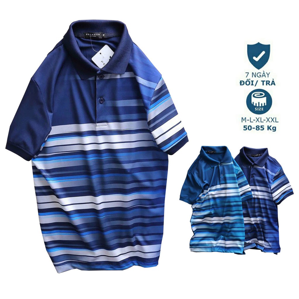 Áo Phông Nam Sọc Ngang Trung Niên Cao Cấp - Áo polo nam trung niên chất xịn