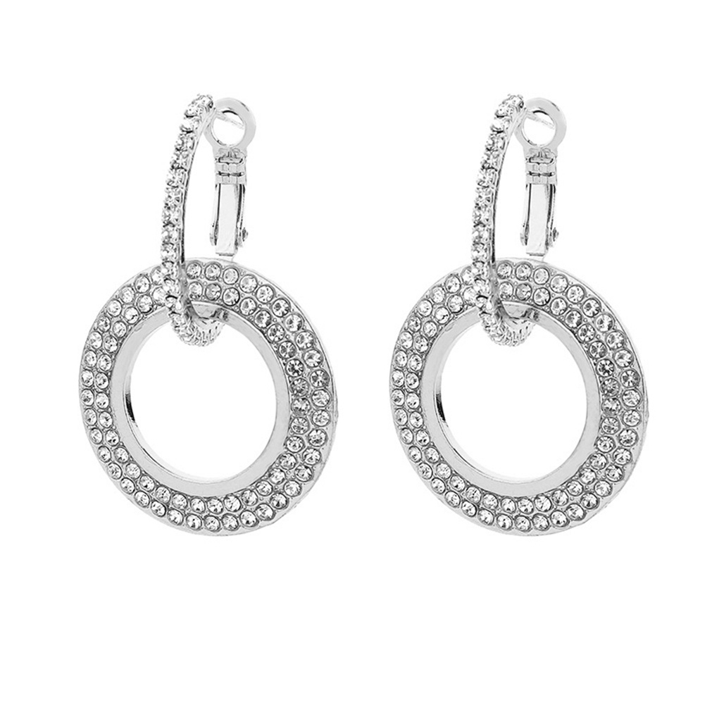 Đôi khuyên tai dạng tròn đính kim cương giả lấp lánh cho nữ
