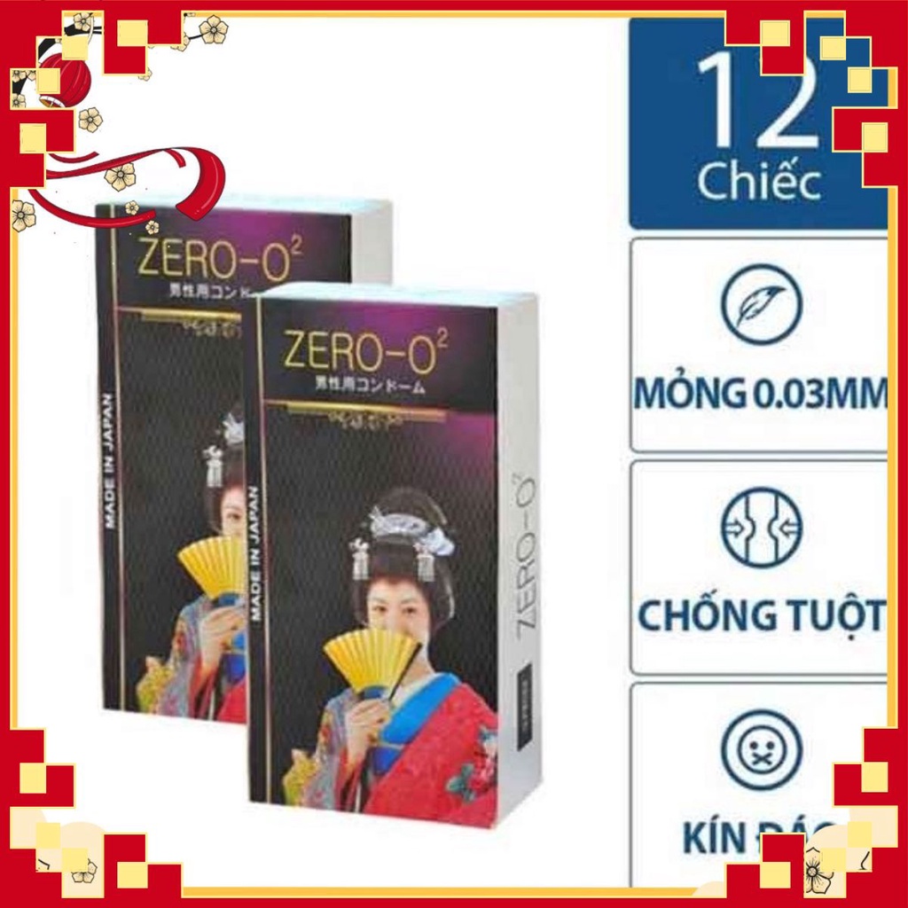 Bao Cao Su Trơn Siêu Mỏng ZERO-O2 Nhật - Hộp 12 chiếc [sale]