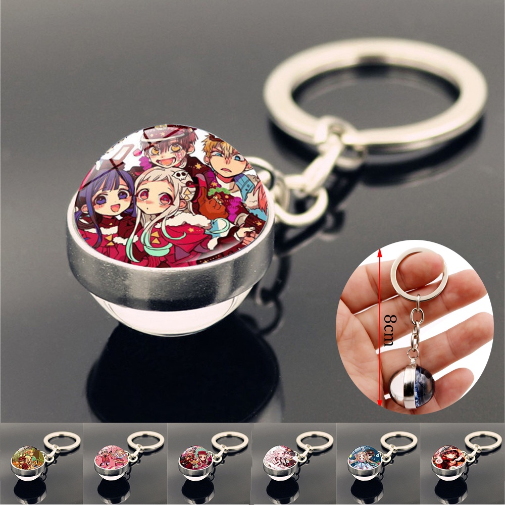 IVANES Unisex Glass Ball Keychain|Anime Jewelry Toilet-Bound Hanako kun Keychain Double Side Trendy Cosplay Gift 29 Styles Time|Pendant