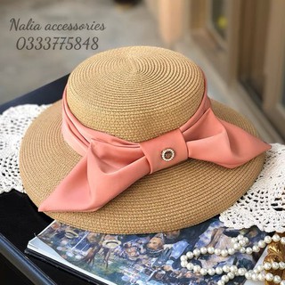 [Mã FATPBAU2 giảm 40K đơn 150K] Mũ chuông cói cước nơ lụa to cao cấp