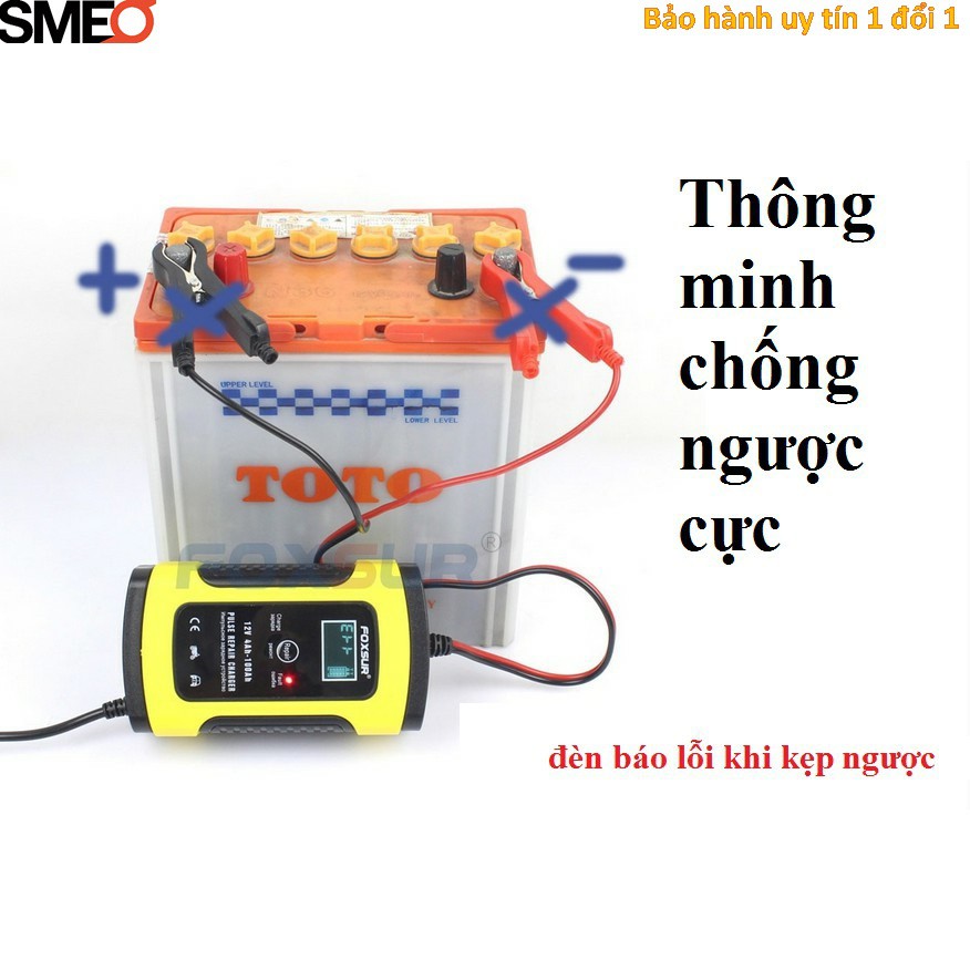 ( Hàng chính hãng - Bảo hành 1 đổi 1) sạc bình ắc quy 12v 100Ah foxsur có khử sunfat