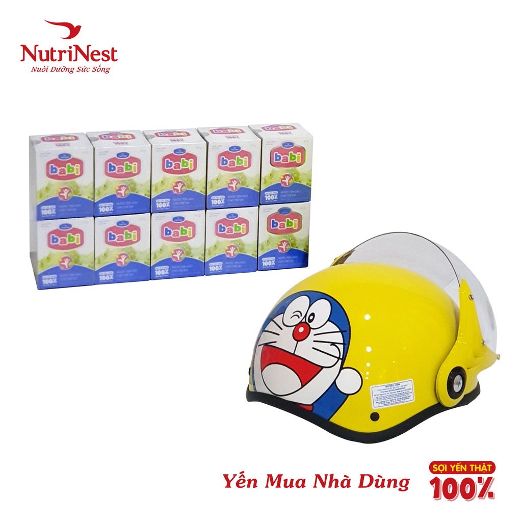 Combo 10 Hũ Nước Yến Sào Cho Trẻ Em Babi Bird - NutriNest - Tặng Mũ Bảo Hiểm - 10 hũ x 42g