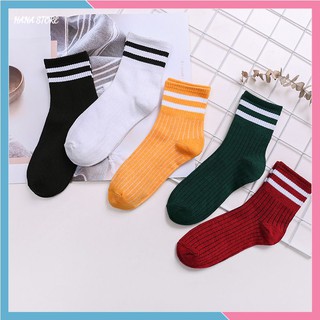 Tất Len Gân Style Hàn Cổ Cao 2 Sọc