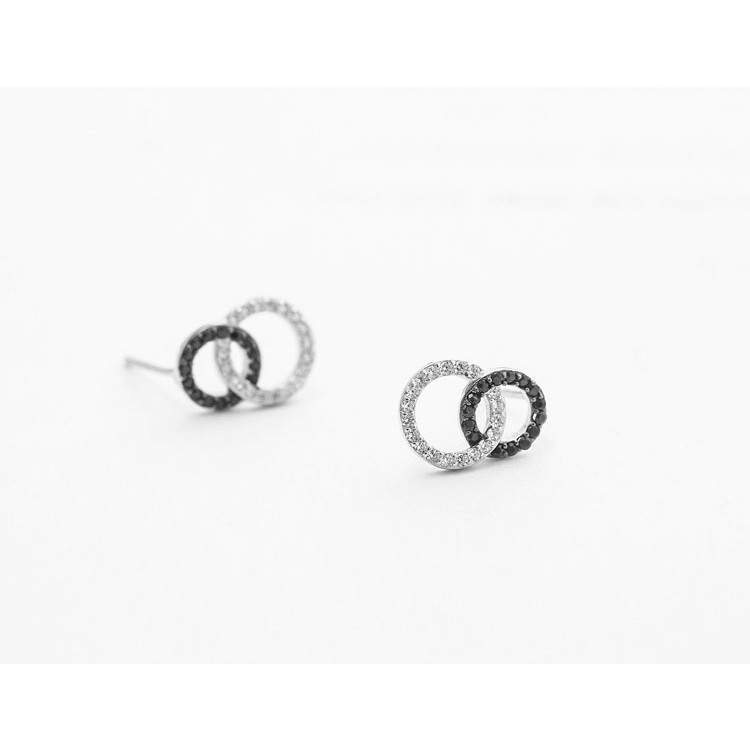 Khuyên tai bạc 925 tròn giác cắt chốt lẫy nam nữ S925 HOOP QA SILVER Earrings EA231001