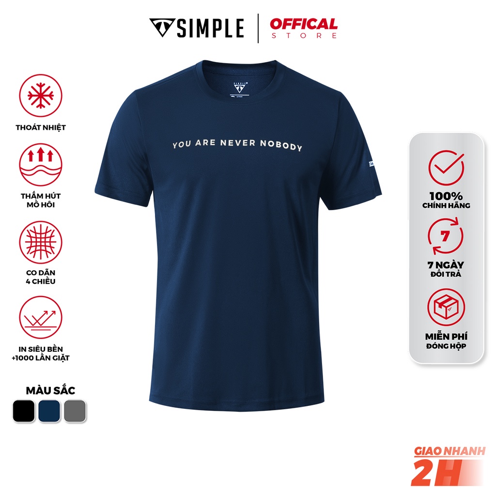 Áo Thể Thao Nam TSIMPLE cổ tròn tay ngắn tập gym vải thun lạnh thoáng mát co giãn chuẩn form MSSAHP7 *