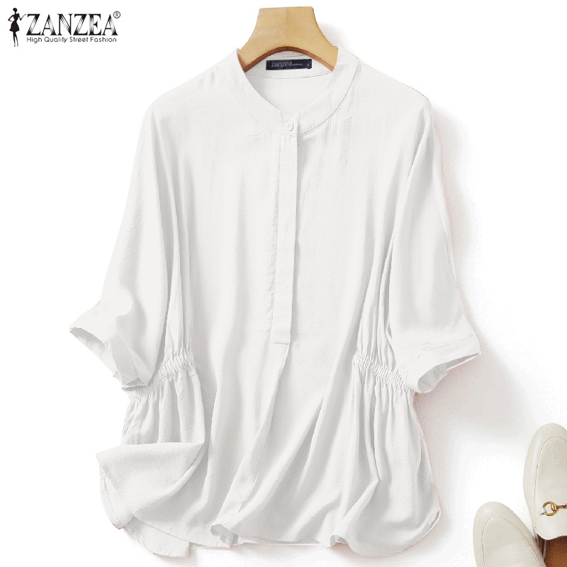 Áo kiểu ZANZEA tay lỡ eo thun cổ tròn thời trang dành cho nữ