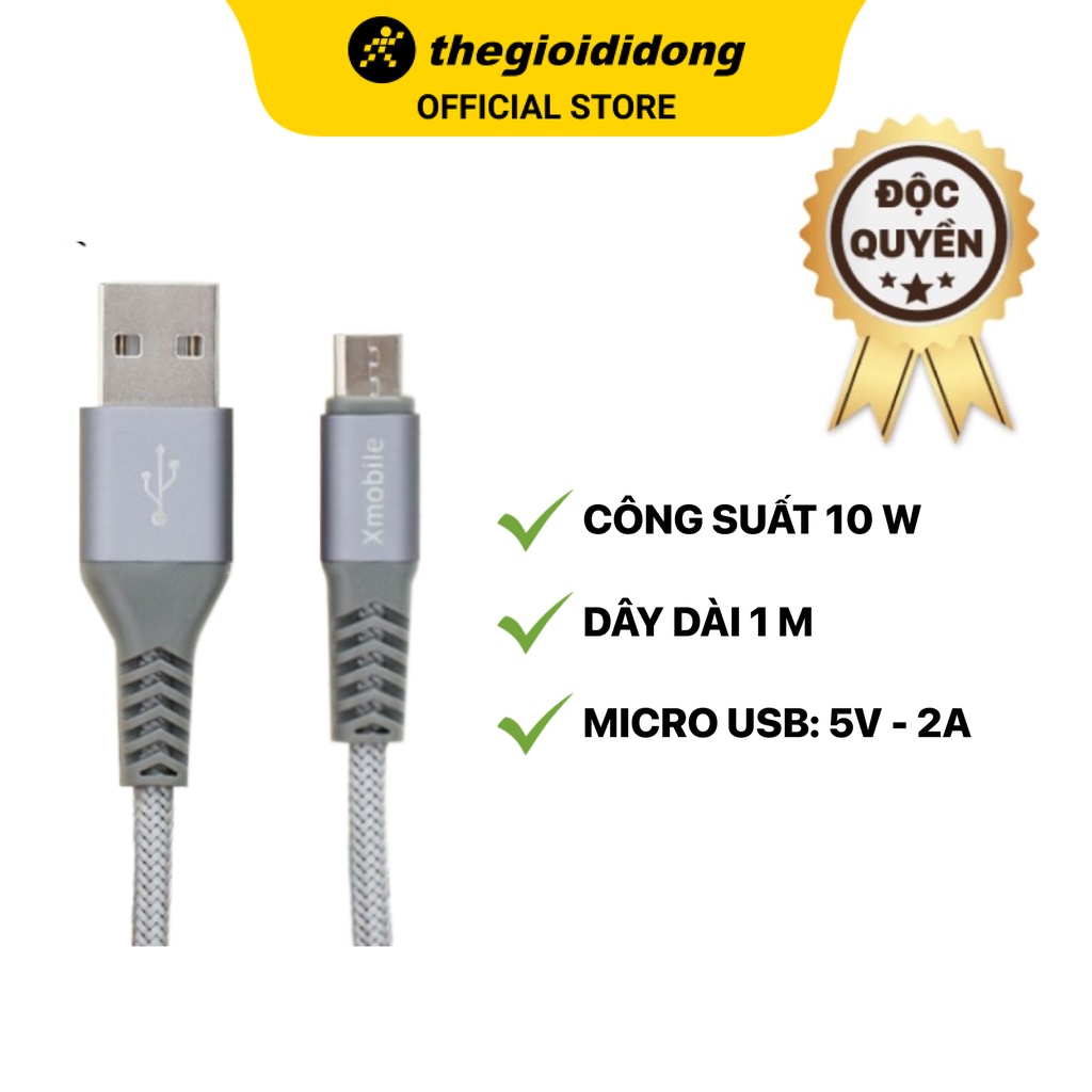 Cáp Micro 1m Xmobile Paladin Bạc