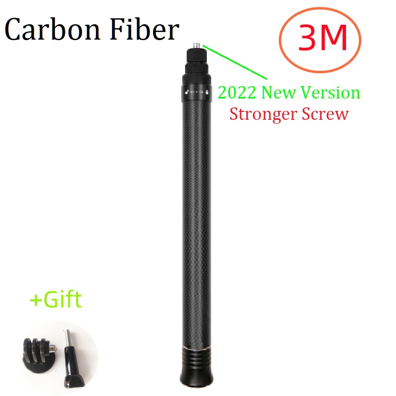 Gậy Tự Sướng 3M Bằng Sợi Carbon Siêu Dài Vô Hình Cho Insta360 ONE X2 / ONE RS / R / ONE X GoPro 10 / 9T