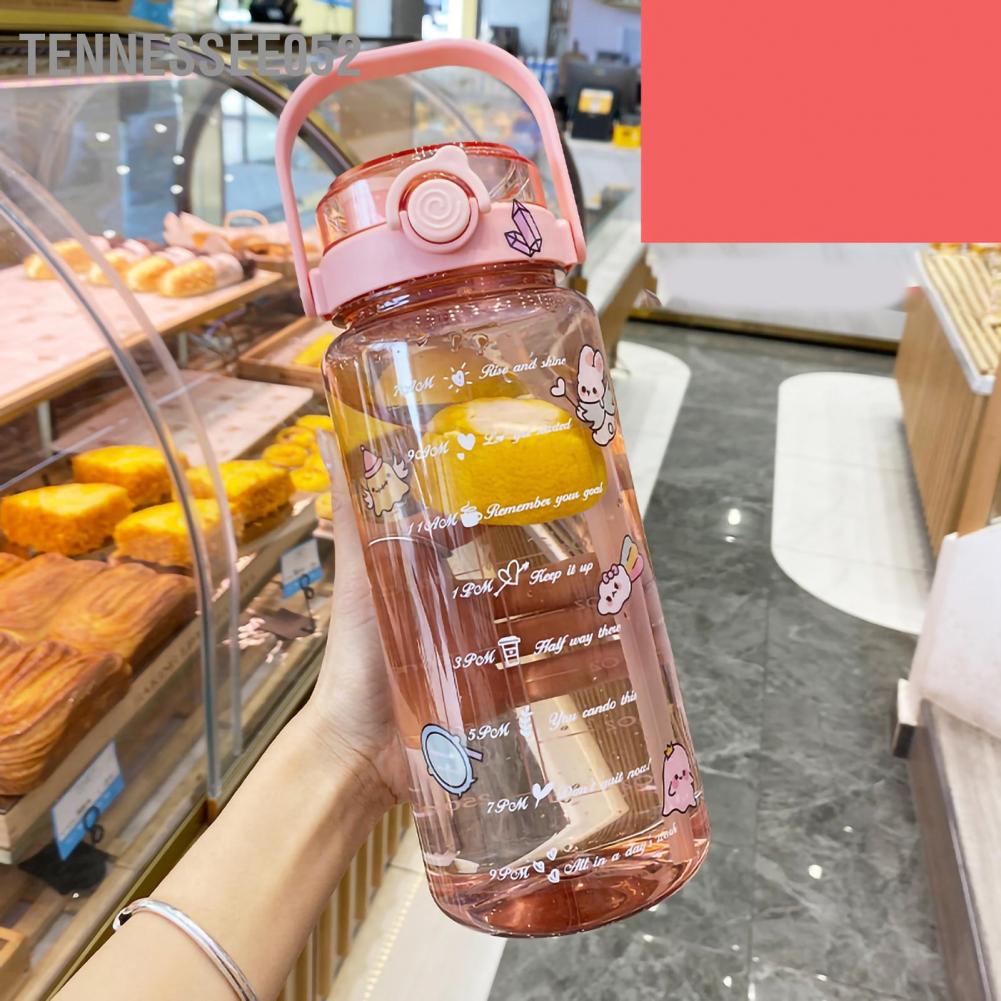 Bình nước thể thao bằng nhựa PC PP có ống hút trong suốt dễ thương 1.5L-2L