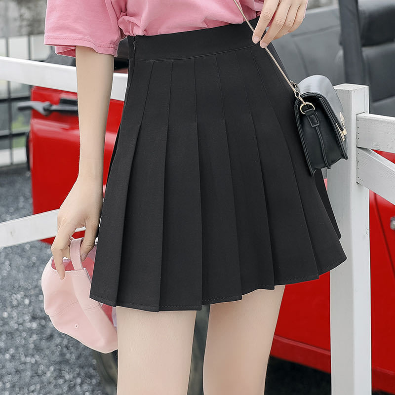 Chân váy tennis đen trắng xếp ly chữ A cạp cao phong cách ulzzang