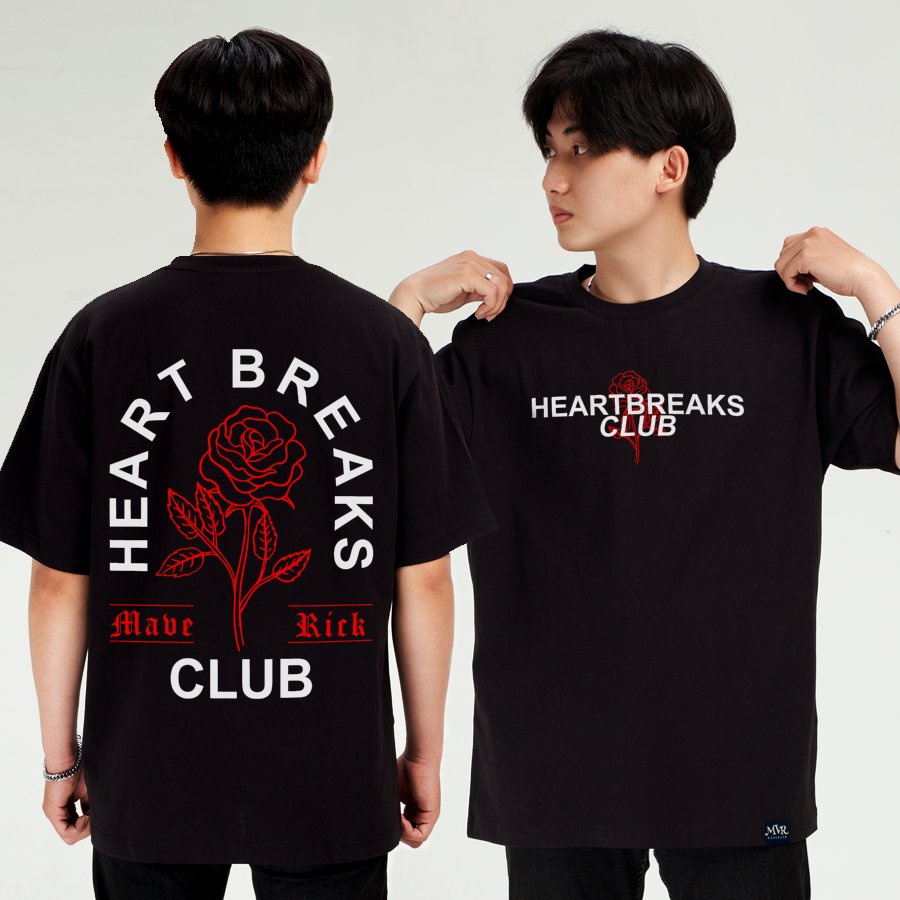Áo thun in 2 mặt bông hồng trái tim tan vỡ unisex phông rộng tay lỡ big size MVR KK4224