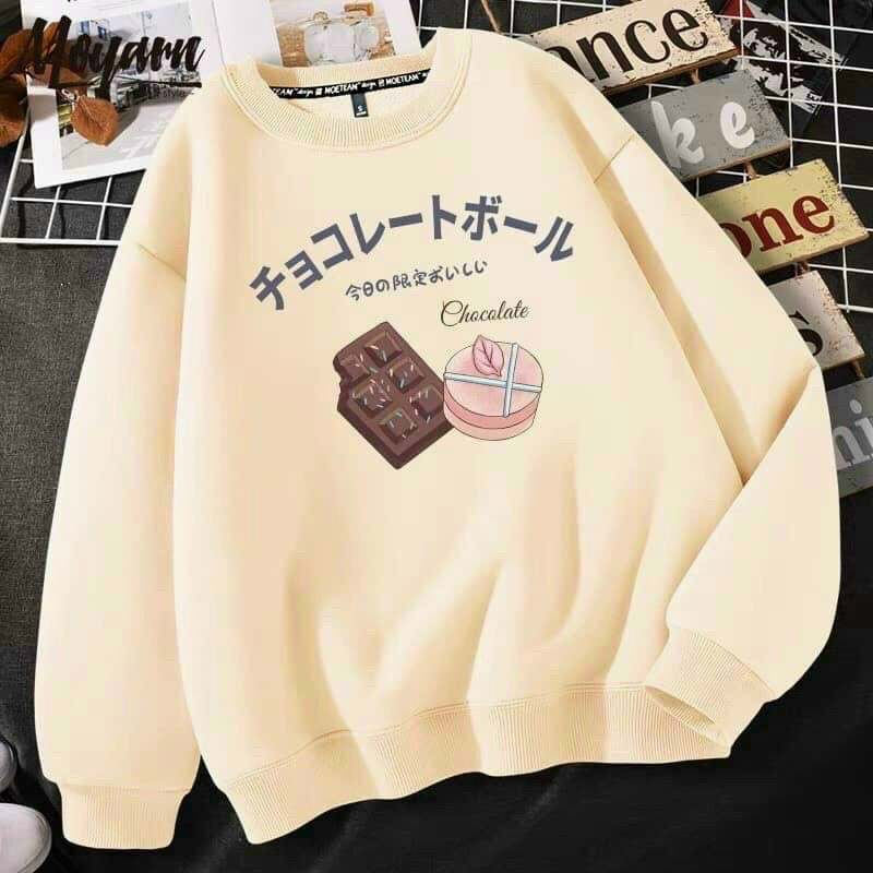 Áo Sweater vải nỉ mềm mại in hình Chocolate xinh xắn hàng mới ra lò bao đẹp tp0027
