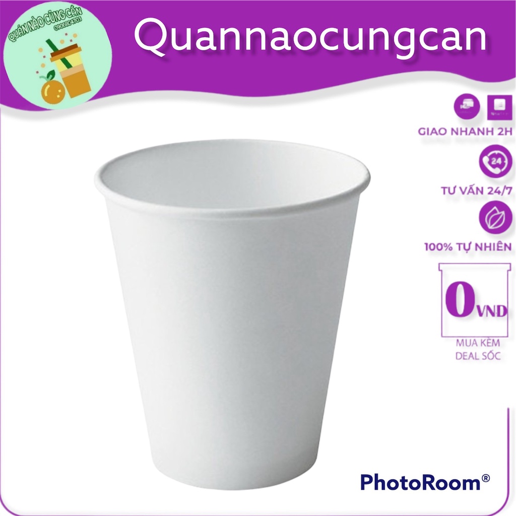 Combo 50-Ly giấy, cốc cafe dùng một lần 22oz ~ 600ml tráng PE cao cấp, có nắp, hình in sắc nét- Quán nào cũng cần