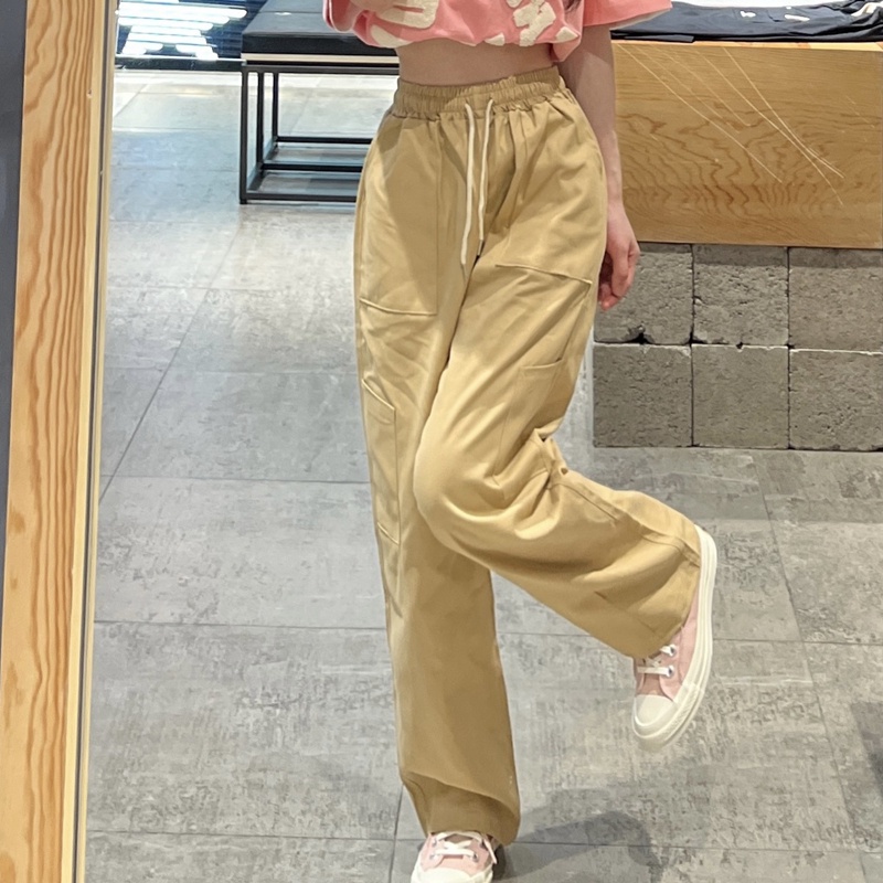 SUXI Quần ống rộng Lưng Cao Màu Sắc Đơn Giản Thời Trang Xuân Hè Cho Nữ