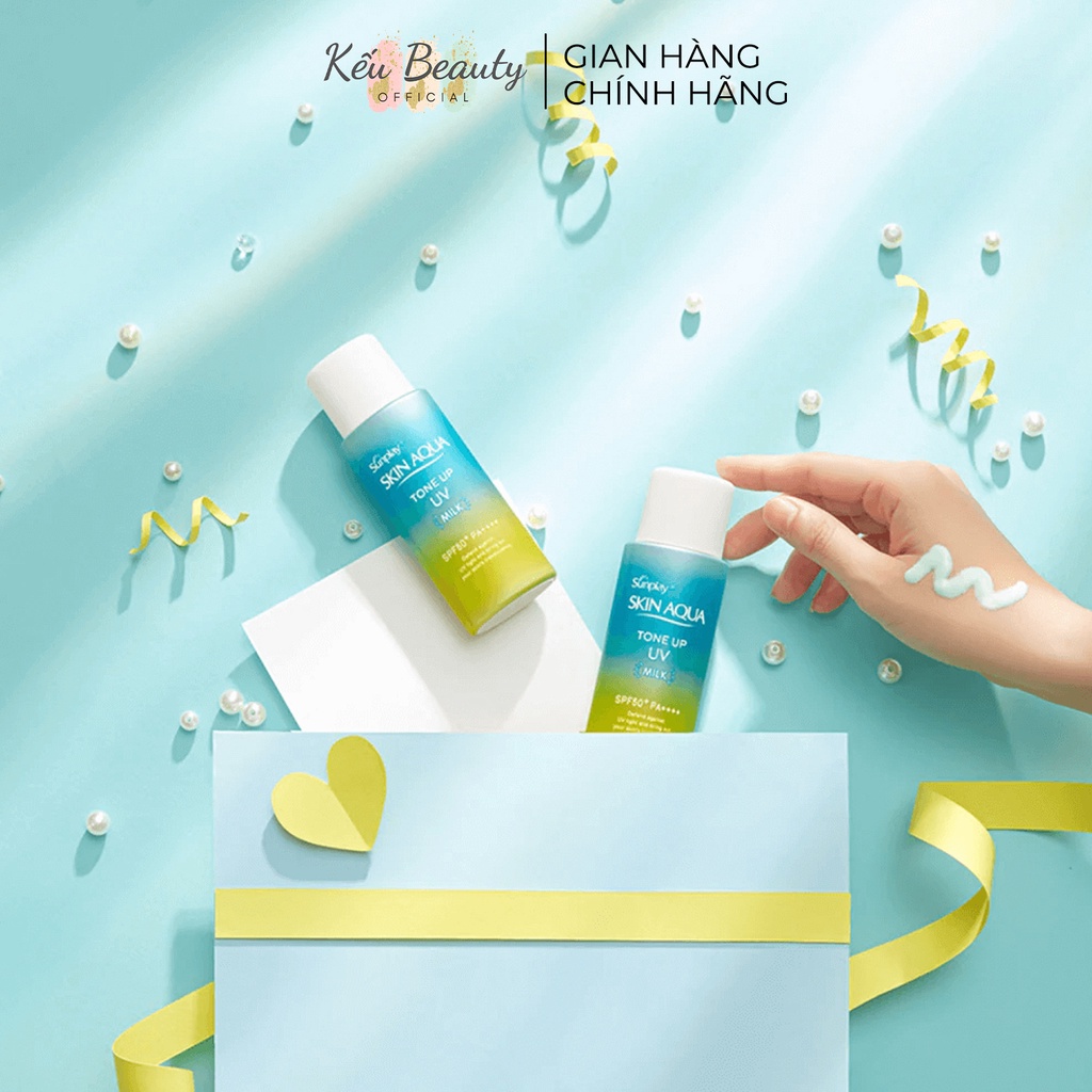 Sữa chống nắng kiềm dầu nâng tông che khuyết điểm Sunplay Skin Aqua Tone Up UV Milk Mint Green 50g